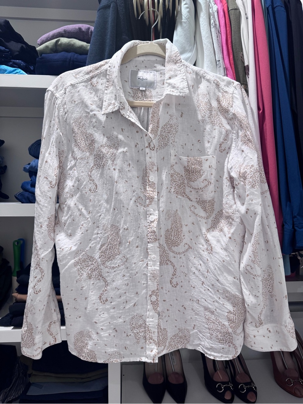 Rails Linen Shirt Women’s Medium Leopard Jaguar Wild Cat